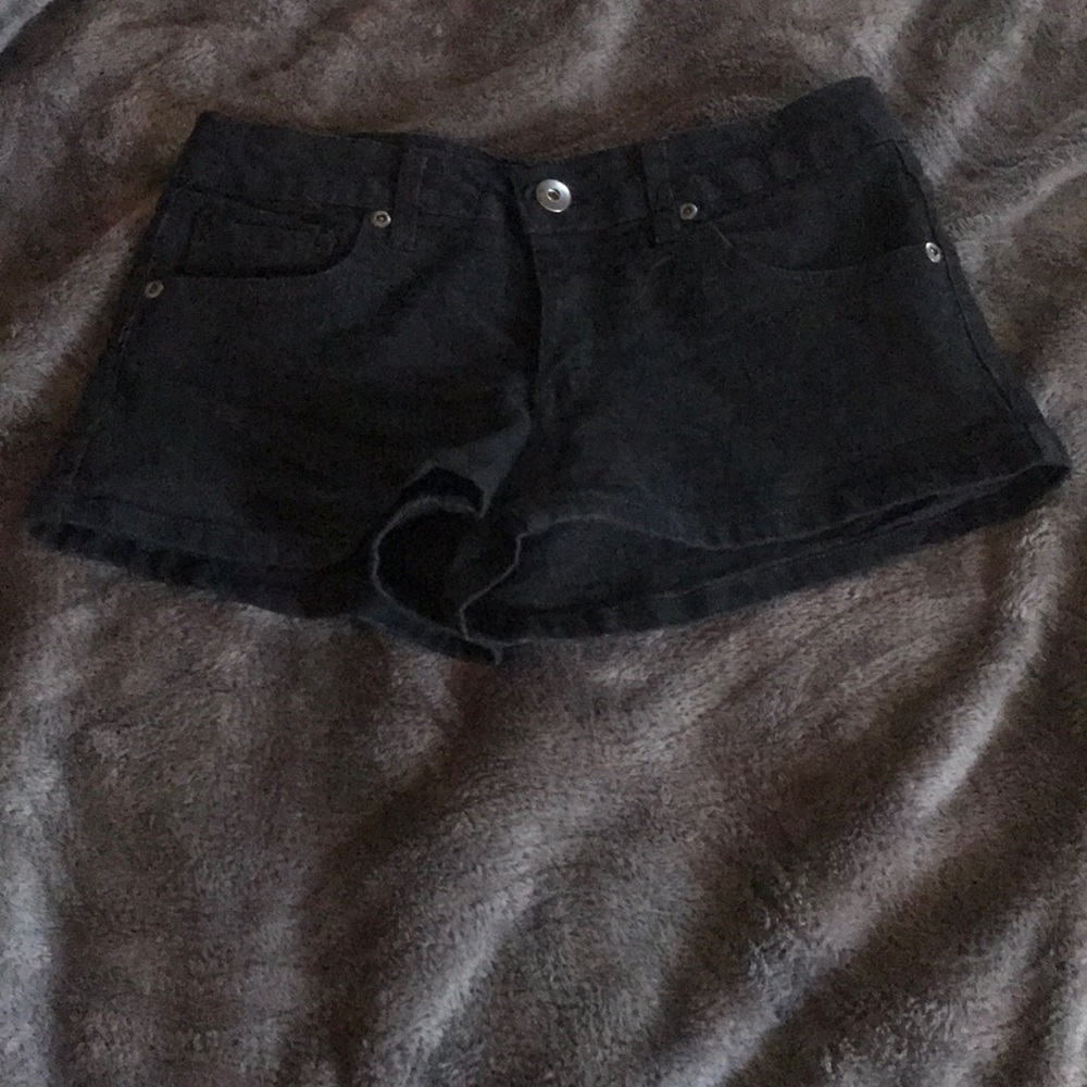 black denim shorts